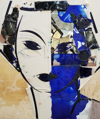 Manolo Valdés, Portrait in Blues, 2017