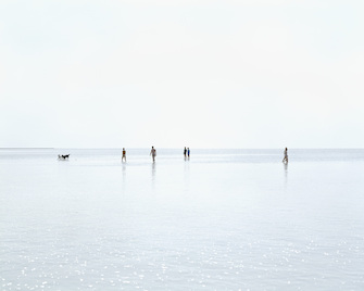 Thomas Wrede, Wattwanderer mit Hunden (from the series 'Seascapes'), 2004, &copy; Thomas Wrede, VG-Bildkunst, Bonn