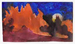 Herbert Beck, Orangefarbene Felsen mit Mond