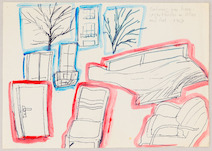 Chris Reinecke, Ordnung von Raumgegenständen in Blau und Rot, 1966