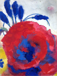 Emil Nolde, Roter Mohn mit blauen und gelben Blüten, 1945